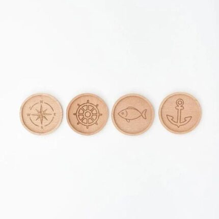 Maritime- wooden coasters set 4
