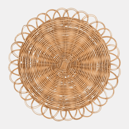 Individual redondo flor calada ratán