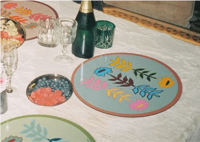 IndJuan Cotash individuales ovalados flores - Image 1