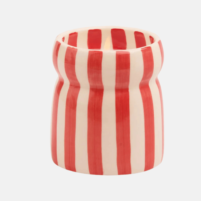 cabanarojo Cabana vela cerámica rayas rojas - Imagen 1