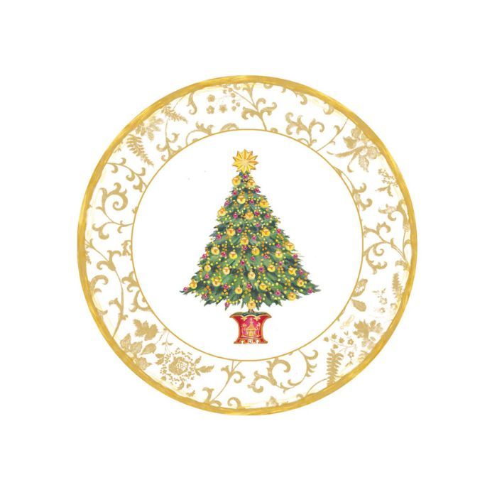 llano_arbol Set 8 Platos llanos de papel - Árbol de navidad - Imagen 1