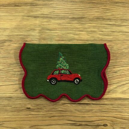 Coche- Servilleta coctel bordada