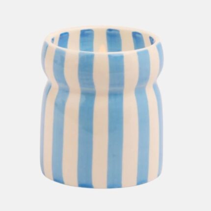 Cabana vela cerámica rayas azules