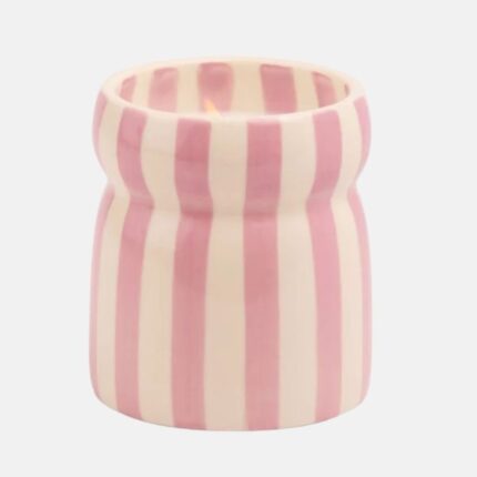 Cabana vela cerámica rayas rosas