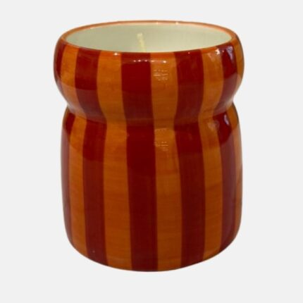 Cabana vela cerámica rayas naranjas