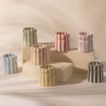 Cabana vela cerámica rayas rojas - Imagen 3